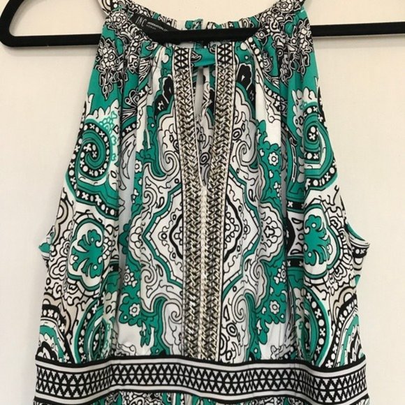 INC International Concepts Green black white Paisley Maxi keyhole Dress sz 1X - Picture 3 of 8